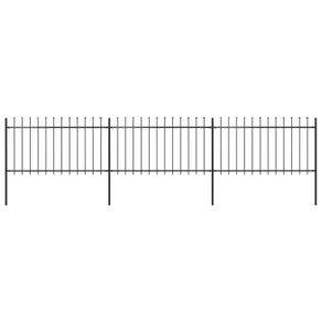 Garden Fence with Spear Top Steel 5.1x1 m Black