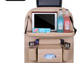 Storage Bag Foldable Dining Table Car Seat (Beige)