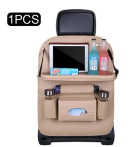 Storage Bag Foldable Dining Table Car Seat (Beige)