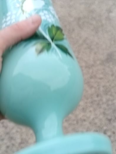 Art Deco Green Opaline Glass Vase..12.5 Inches