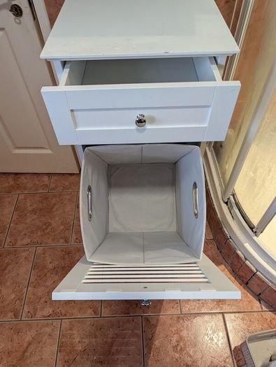 Bathroom drawer and wash basket unit