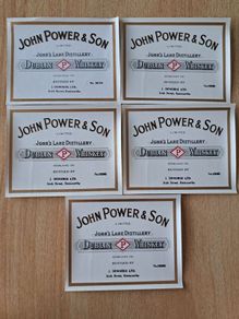 Lot of 5 vintage John Power & son Dublin whiskey labels