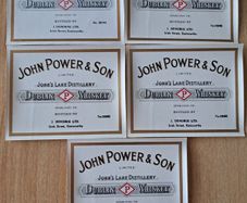 Lot of 5 vintage John Power & son Dublin whiskey labels
