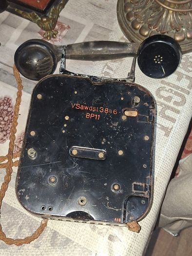 2 Black Metal Rotary Dial Telephone, Military Grade Version of their standard tabletop 1930s rotary sets