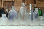 468 - Set of 6 Vintage Clear Glass Cork Screw Top Collectible Decorative Bottles
