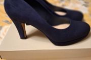 Clarks Kendra Navy Suede Heels Price Includes Postage Cost