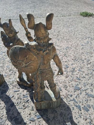 3 x Mid Century 10 inch Solid Brass Viking Warriors(6.9 kgs)