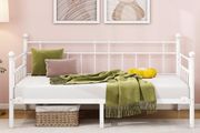 Single Daybed Frame 3ft Sofa Bed Steel Slats Platform Bed Frame 90x190 cm Children Bed For Living Room Guest Room,White