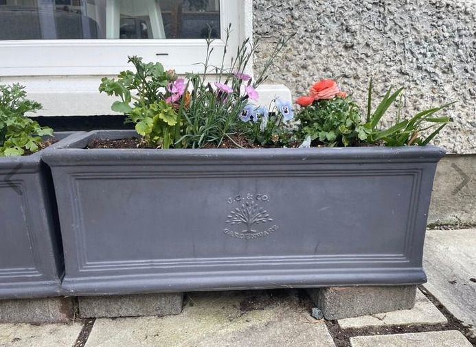 Grey JC & Co Rectangular Trough Flower Pots- 2 available