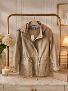 jacket Bnwt tan detachable hooded spring jacket Escandelle medium