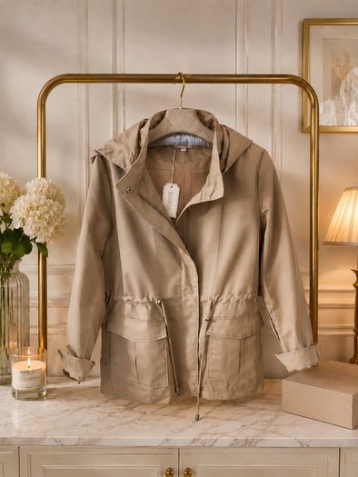 jacket Bnwt tan detachable hooded spring jacket Escandelle medium