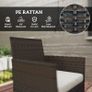 4 Piece Rattan Garden Furniture Sofa Set with Loveseat, Armchairs, Glass-Top Coffee Table and Cushions, Brown Image 5