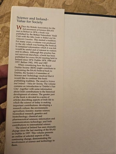 Science And Ireland-value For Society.  Edited By Charles Molan. First Edition Hardback With Dustjacket In Good Condition. See Photos For Same.