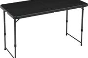 Basics 4-Foot Folding Table with Adjustable Height, Lightweight Portable Folding Tables for Indoor &amp; Outdoor, Auto-Locking Legs, Carrying Handle, 121.4 x 60.7 x 86.1 cm, Black