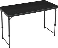 Basics 4-Foot Folding Table with Adjustable Height, Lightweight Portable Folding Tables for Indoor & Outdoor, Auto-Locking Legs, Carrying Handle, 121.4 x 60.7 x 86.1 cm, Black