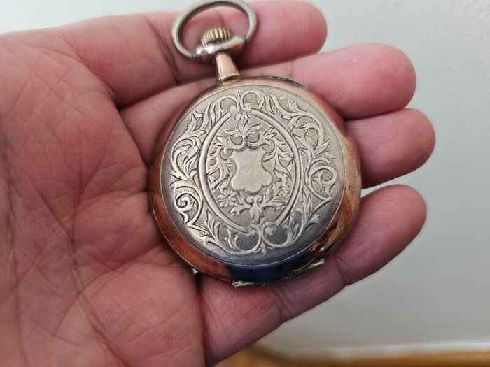 Antique Silver Swiss Made WW1 Era Military Pocket Watch