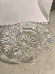 A wonderful Waterford Crystal Bethany Pillar Candle holder. In good condition with acid mark to base.