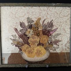 Vintage Framed Pressed Flower Wall Art - Handmade Botanical Piece (38 x 41 cm)