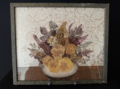 Vintage Framed Pressed Flower Wall Art - Handmade Botanical Piece (38 x 41 cm)