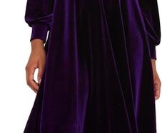 Joe Browns women's velour long-sleeved midi dress, purple, size 36 / S