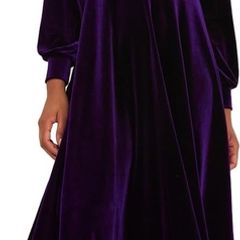 Joe Browns women's velour long-sleeved midi dress, purple, size 36 / S