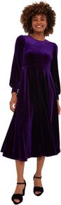 Joe Browns women's velour long-sleeved midi dress, purple, size 36 / S
