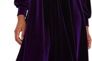 Joe Browns women's velour long-sleeved midi dress, purple, size 36 / S