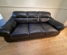 black leather 3-seater sofa / couch