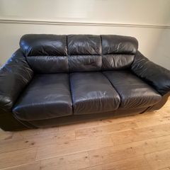 black leather 3-seater sofa / couch