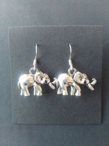 silver elephant earrings