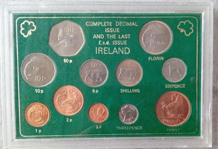Ireland The Complete Decimal Issue & The last Pound Shilling & Pence coin set