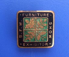 BRITISH FURNITURE MANUFACTURERS (BFM) - a vintage trade show exhibitor's badge (1950s)