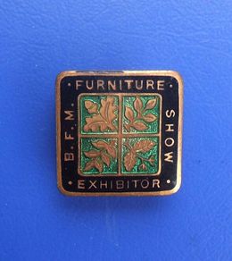 BRITISH FURNITURE MANUFACTURERS (BFM) - a vintage trade show exhibitor's badge (1950s)