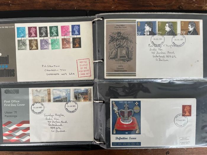 Collection of 80 UK First Day Cover stamps 1970 to 1979 in album with 10 extra pages