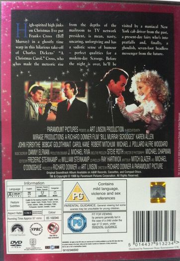 Scrooged [1988] Bill Murray, Karen Allen, John Forsythe, John Glover, Bobcat Goldthwait, Carol Kane, Michael J. Pollard, Alfre Woodard & Robert Mitchum [Movie DVD]