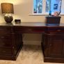 Mahogany & leather desk with drawers Image 2