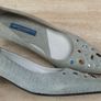 Mario Cerruti Denim Effect Leather Low Heel Shoes Size Eu37 Uk 4 Nwob Image 2