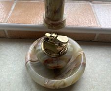 Vintage Japanese Green/Brown 1960's Onyx Marble Stone 3 pce set