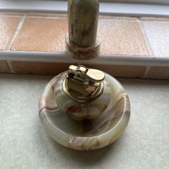 Vintage Japanese Green/Brown 1960's Onyx Marble Stone 3 pce set