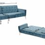 Luxury Velvet Sofa Bed with Golden Legs green Image 4