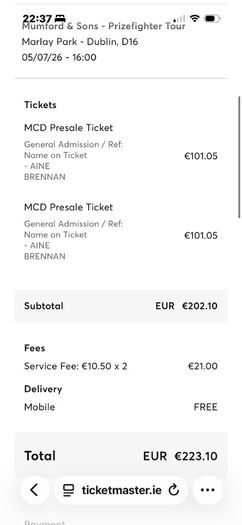 Mumford & sons tickets