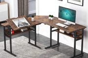 _L-shaped desk, computer desk corner desk, computer desk with tiltable drawing board, PC desk angle combination for office work study room