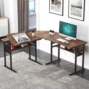 _L-shaped desk, computer desk corner desk, computer desk with tiltable drawing board, PC desk angle combination for office work study room