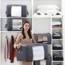 NEW SALE | 3 Pack 90L Clothes Storage Bags Large Storage Box with Lid Packing Boxes for Moving House with Reinforced Handle Thick Fabric Clear Window for Clothes Duvet Blankets Bedding, Grey Image 2