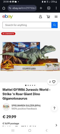 Mattel GYW86 Jurassic World - Strike 'n Roar Giant Dino Giganotosaurus
