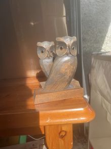 Pair of wooden owl bookends