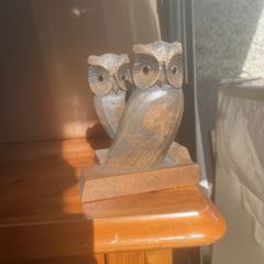 Pair of wooden owl bookends