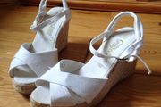 Size 4 (37) White Wedge Sandals