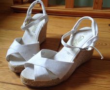 Size 4 (37) White Wedge Sandals