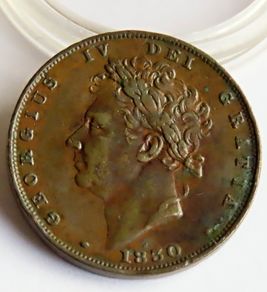 1830 FARTHING George IV English Copper